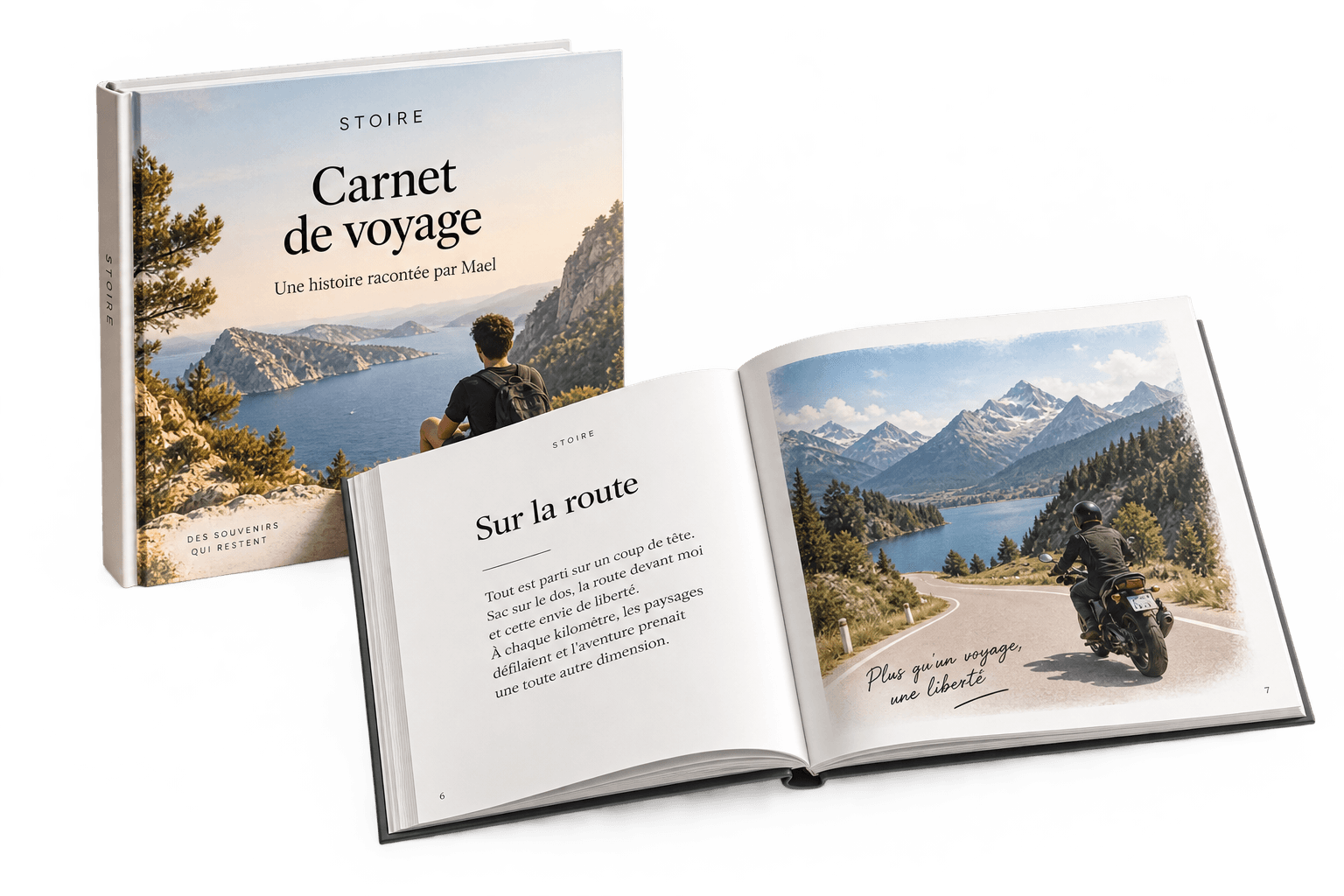 Livre personnalisé STOIRE, fermé et ouvert